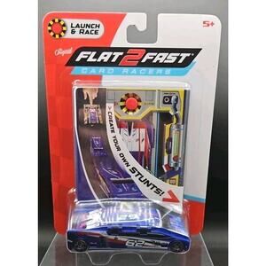 Original Flat 2 Fast Card Racers #62 Blue & Launcher New